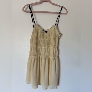 Zara Cream Textured Dress with Black Bow